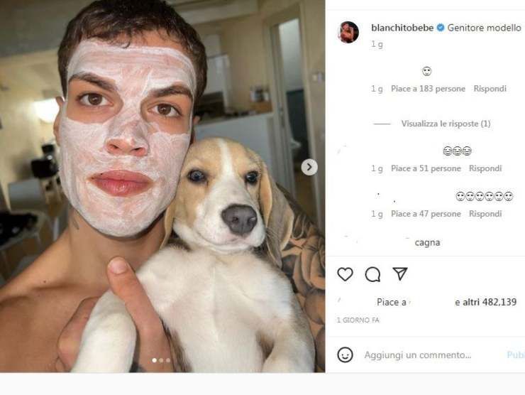 Blanco con il suo bellissimo cagnolino (Instagram) 10.10.2022 picenosera